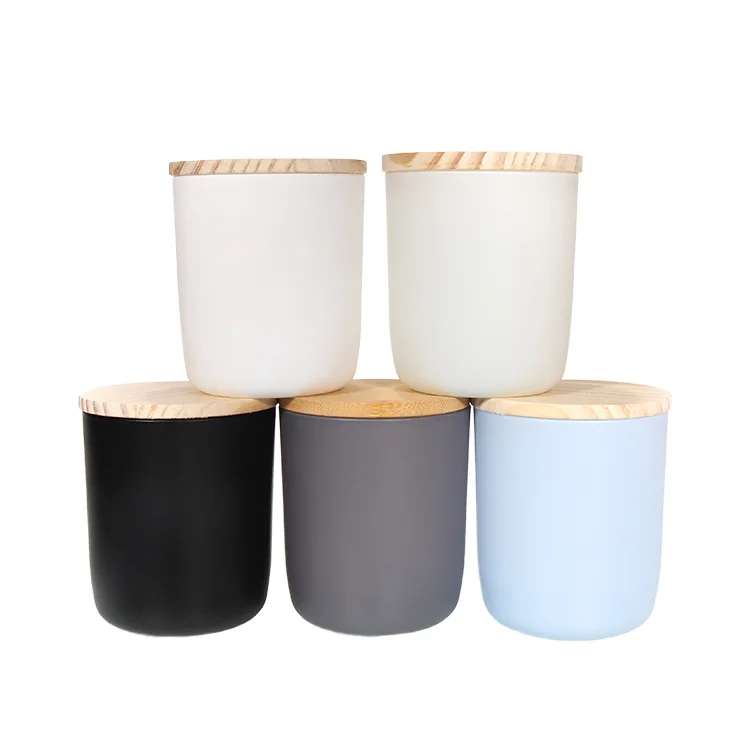 1Pcs Moq 220ml Empty Candle Making Matt Black Recycled Glass Candle Jars for Home Decoration
