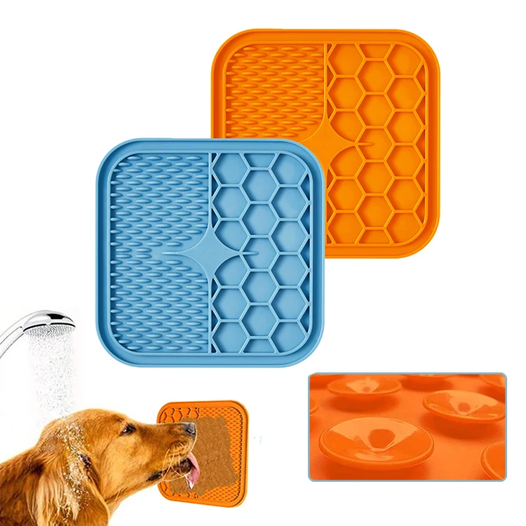 

Durable Silicone Dog Lick Pad with Super Strong Suction Cup Shower Dog Lick Mat Distraction peanut butter lick mat