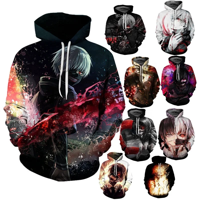 

Custom Unisex Hoodies Tokyo Ghouls Ken Kaneki 3D Print Pullover Sportswear Sweatshirt Tops