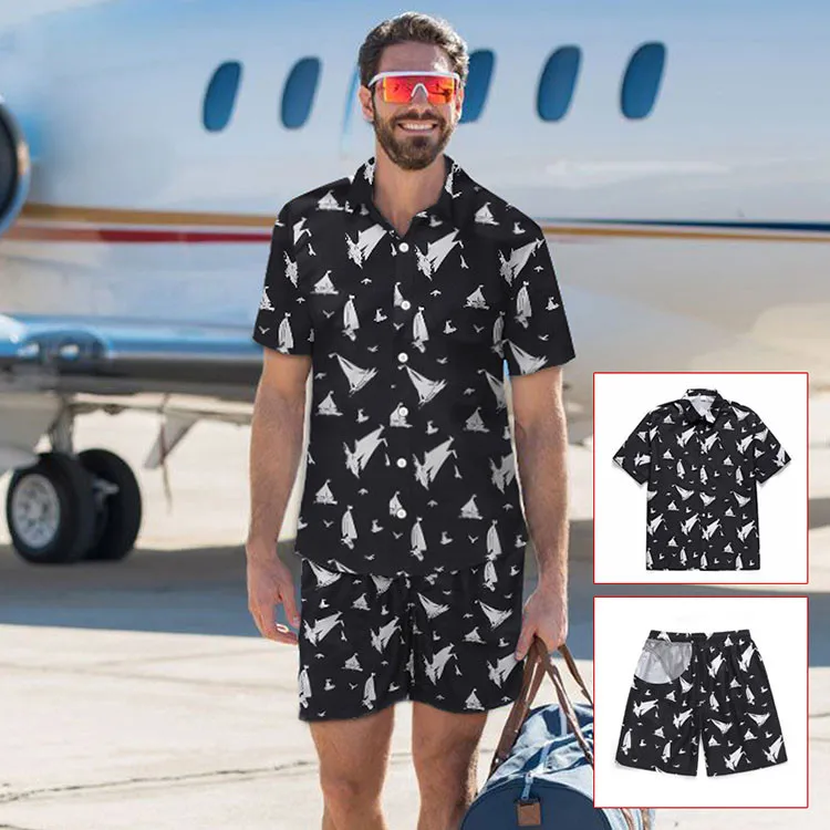 

2 Sets Moq Wholesale Printing Men Beachwear Shirts With Shorts Set