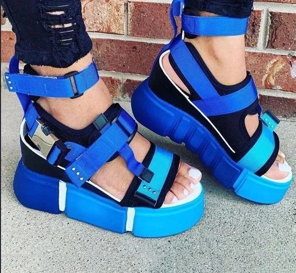 

Plus Size 43 Cheapest Women Shoes Platform Sandal Casual Chunky Sneakers Wedge Summer Sandals For Women and Ladies, Orange,blue , full blue ,purple , rose