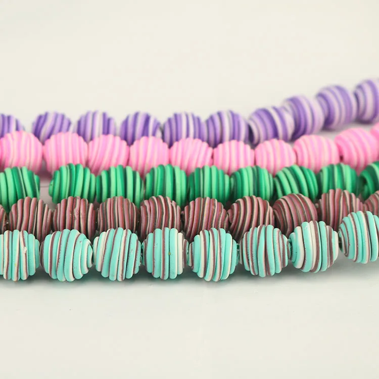

CC1866 Wholesale Multicolor Polymer Clay Swirl Round Jewelry Beads