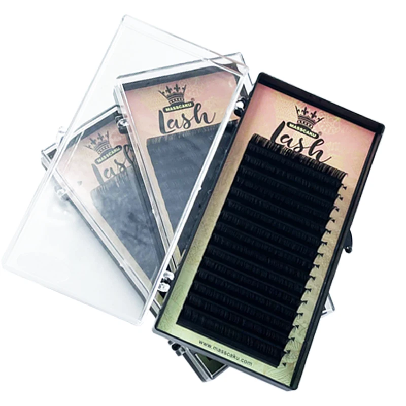 

MASSCAKU 25mm Eyelash Trays Siberian Mink Black Individual Lashes Eyelash Extensions, Black/variety color