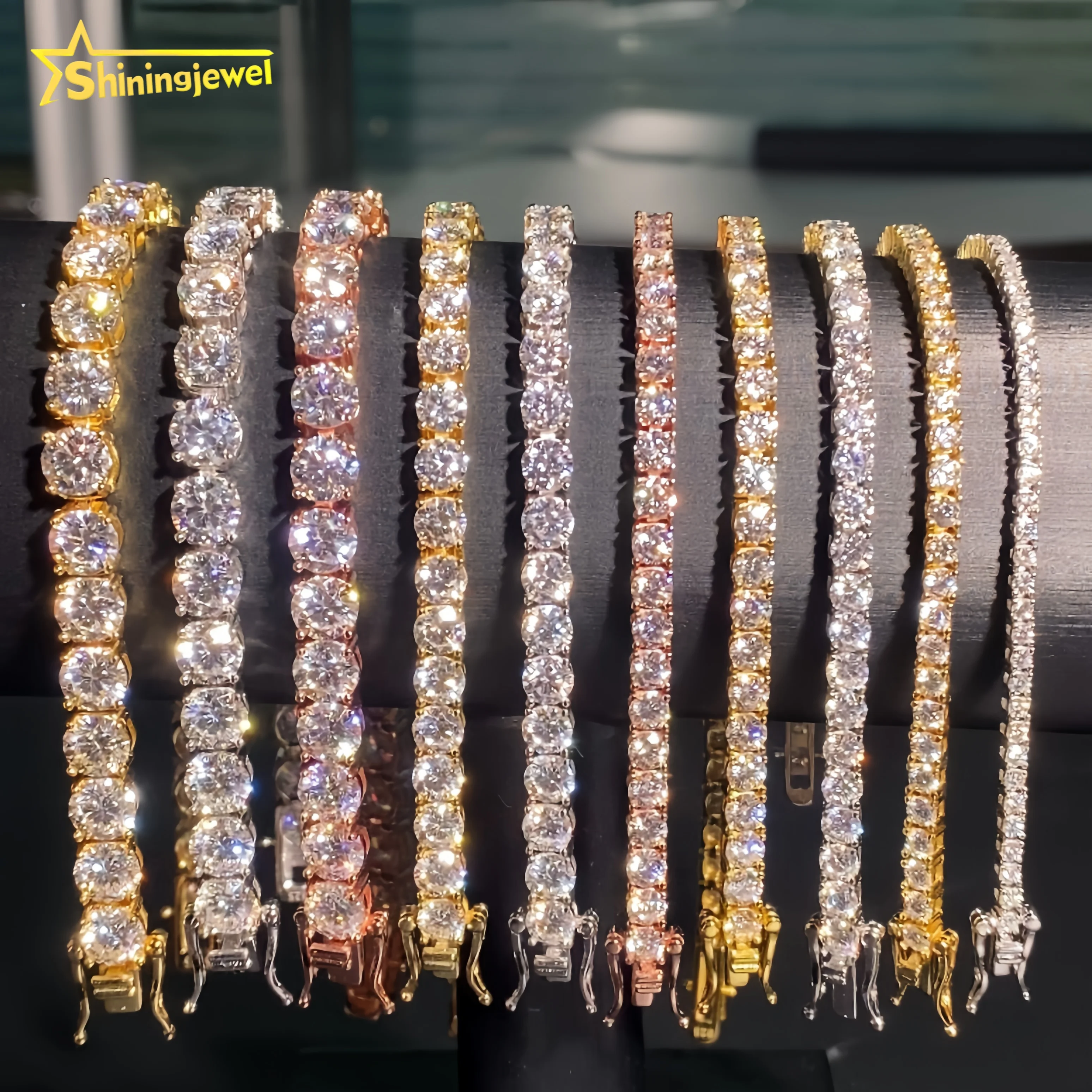 2.0mm-6.5mm Wholesale Stock 925 Sterling Silver Tennis Necklace VVS Moissanite Hip Hop Jewelry Iced Out Diamond Tennis Chain