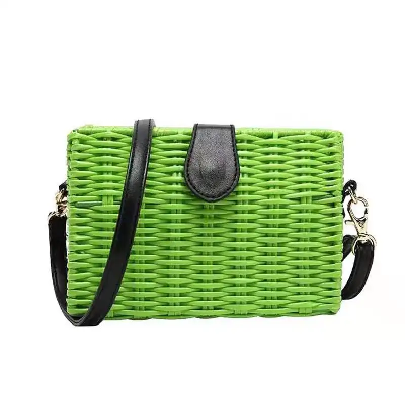 

Natural Chic Leather Shoulder Straps PP tube woven women bag women straw bag, More