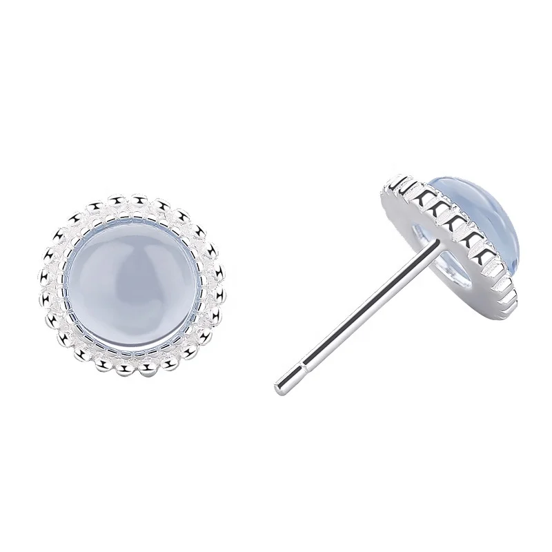 

Size Light Blue Color Jewelry 925 Sterling Silver Glass Stone Earring