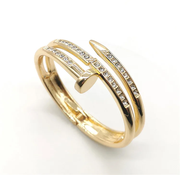 

Fashion Zinc Alloy Jewelry Plating Gold Colorful Nail Bracelet Bangle For Men And Women