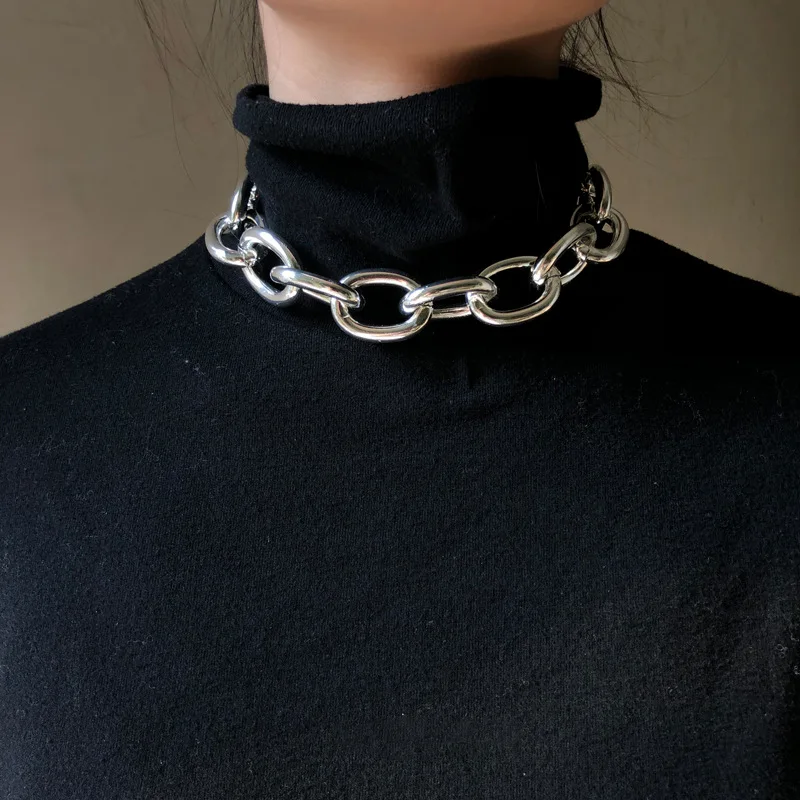 

unisex exaggerated thick cuban big chunky chain necklace female hipsters choker clavicle chain neck collar accessories, Picture