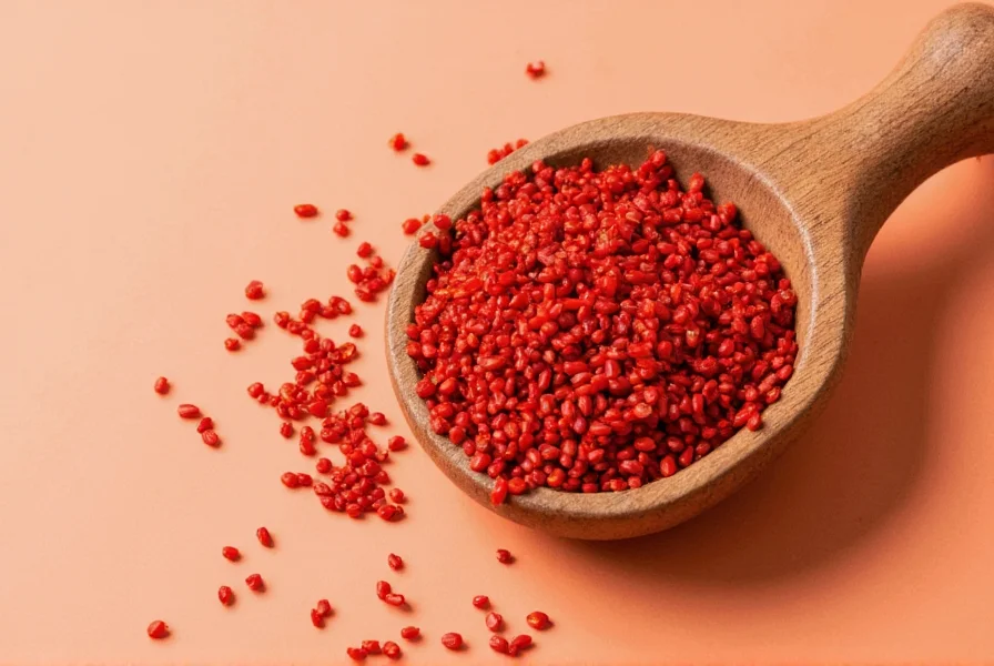 Cayenne pepper powder measured in teaspoon with nutritional information chart