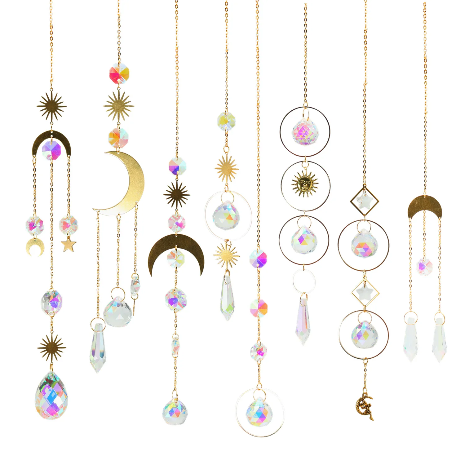 

Moon Star Crystal Sun Catcher Garden Gather Light Ornaments Hanging Prism Pendant Garden Pendant