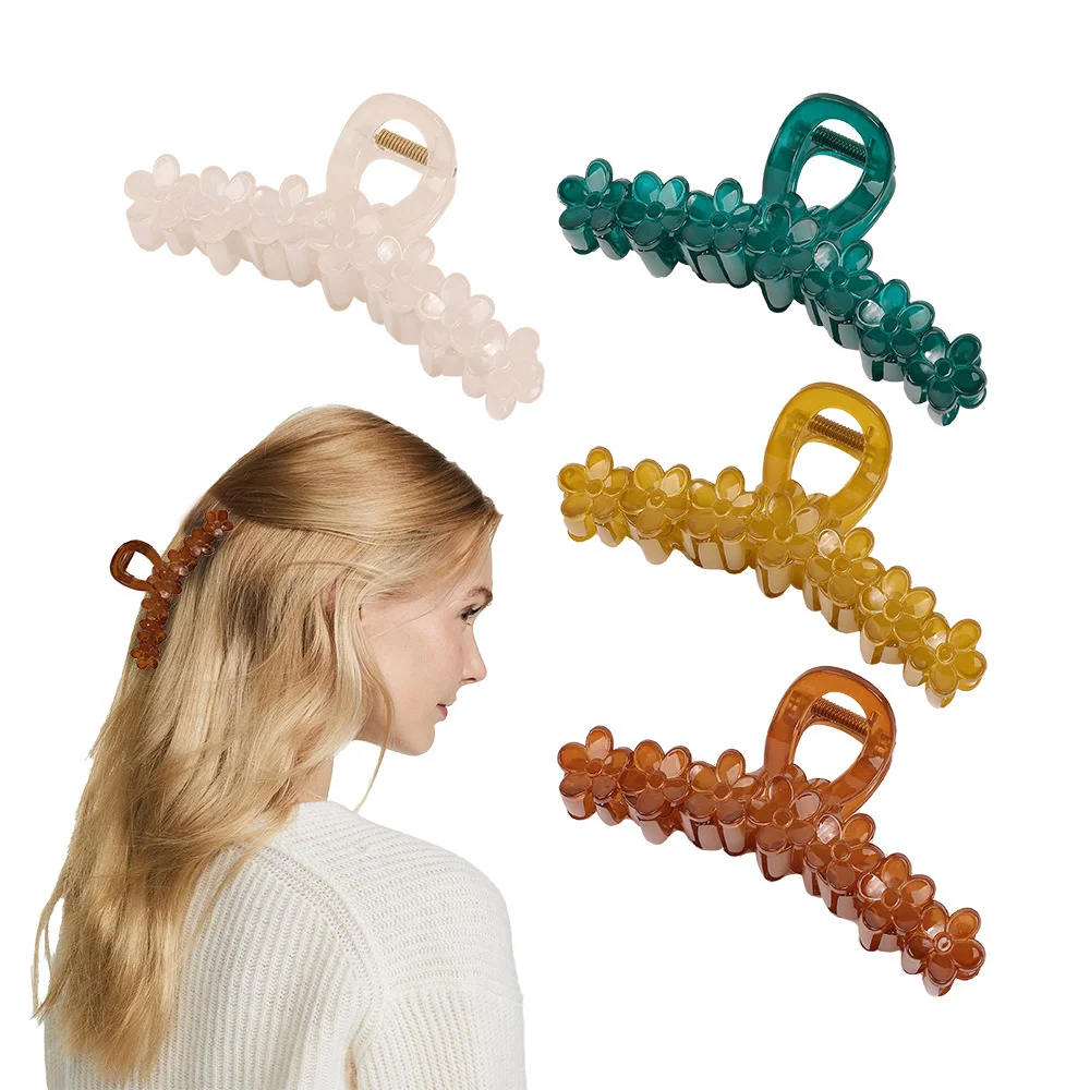 

2022 New Fashion Women Transparent Jelly Color Plastic Hair Claws Sweet Shark Clips Hair Clips for Hair Accessories