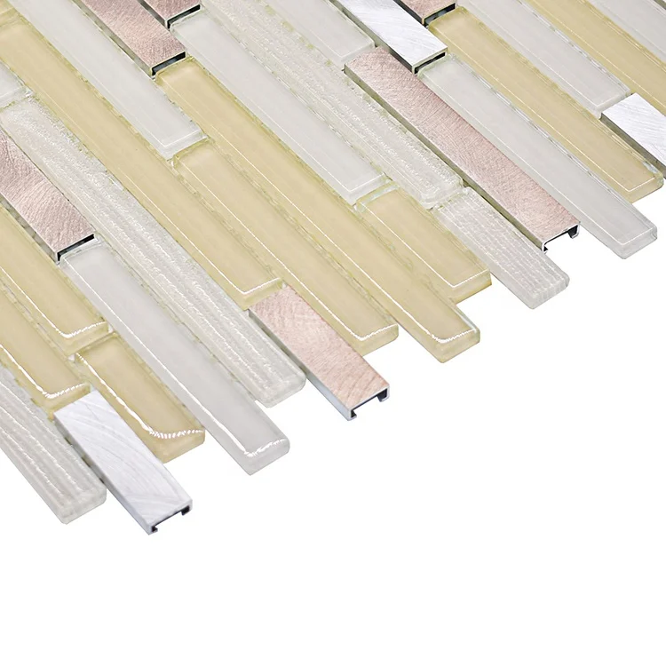 Moonight Trendy Design Aluminum Mixed Bamboo Strip Glass Mosaic for Wall and Backsplash