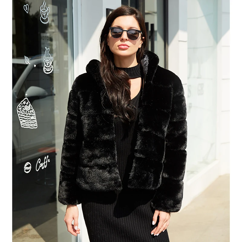 

wholesale luxury 65cm long women fur jacket fashion plus size fur coat, Picture