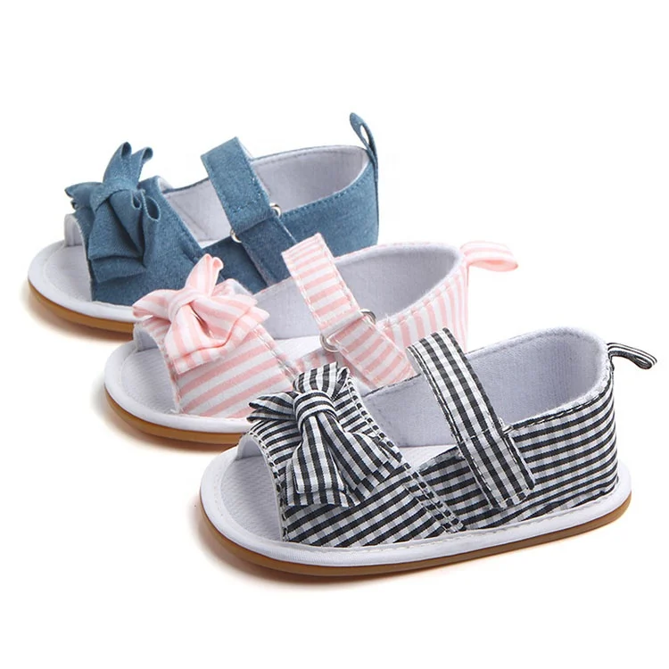 

Hot selling flat buckle strap plaid bow sandals custom new born baby shoes, As pics shown