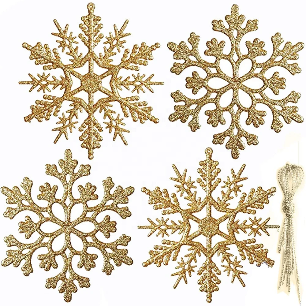 

4 Inch 10 cm Plastic Glitter Christmas Tree Hanging Ornaments Christmas Decoration Snowflake Ornaments