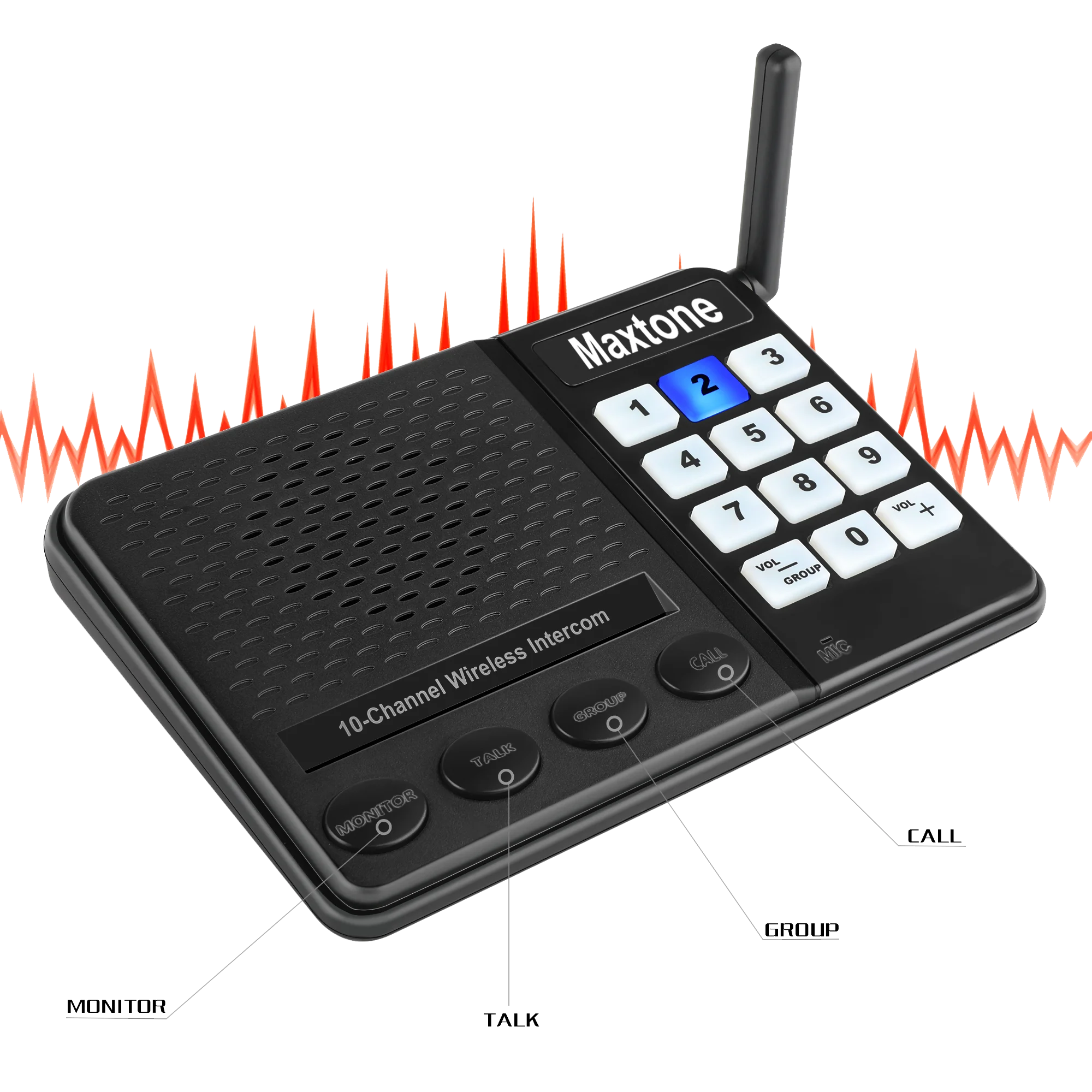 

Free Talking Nurse Call System Intercom Monitor Wireless Intercom Handheld 10 12 Months 462 Mhz Maxtone 462mhz CN;GUA SK1210 1KM, Black