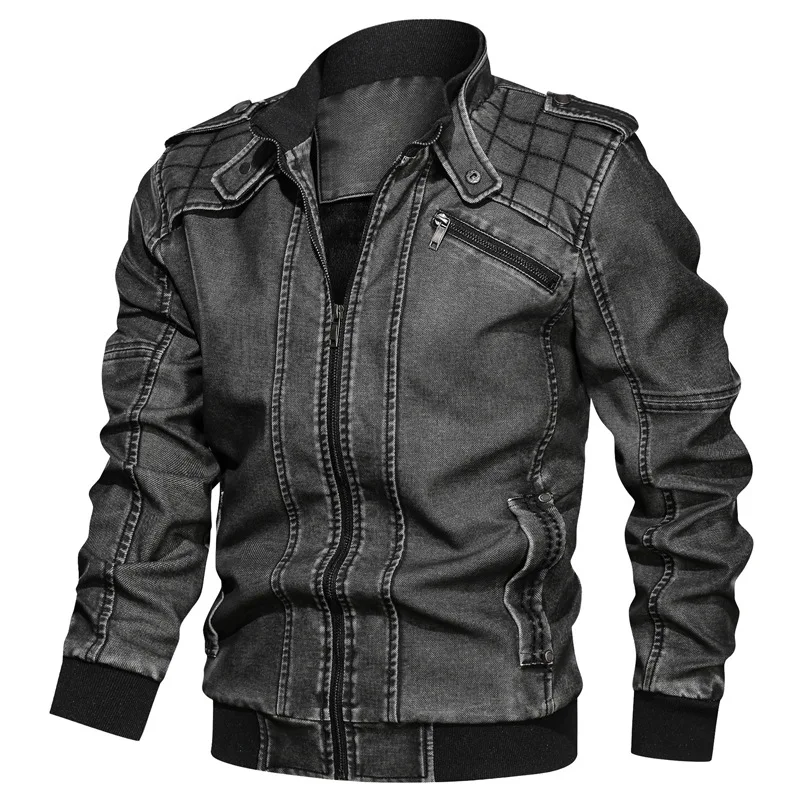 

Men's coat anti wrinkle wear resistant work clothes large size jacket zipper denim men's jacket windproof