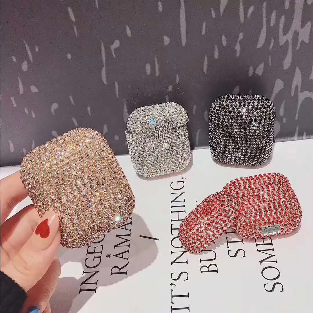 

Custom glitter bling designer for air pod case diamond ipod case hard pc shockproof for airpod cases