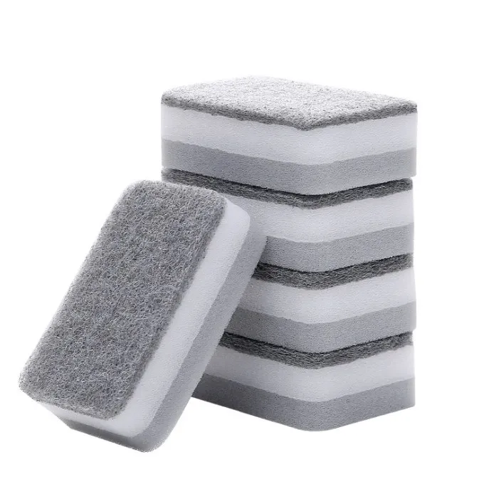 

Hot Sale Kitchen Cleaner Two-sided Sponge Cleaner Cloth Nano Sponge Scouring Pad, Grey white