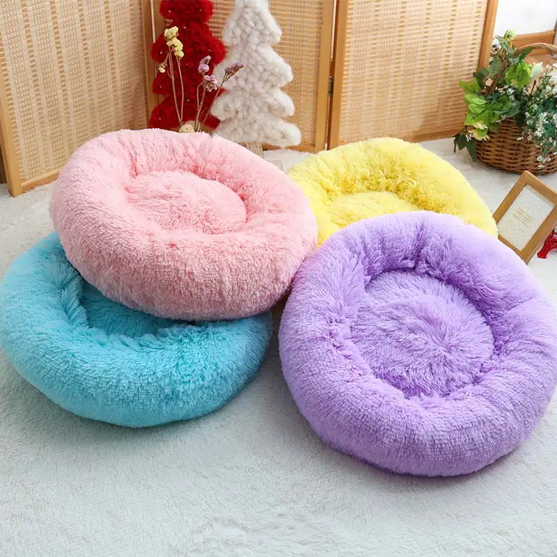 

Round Dog Bed Mats Winter Warming Washable Cat's House Breathable Lounger Sofa for Small Medium Dogs Super Soft Plush Pet Pads