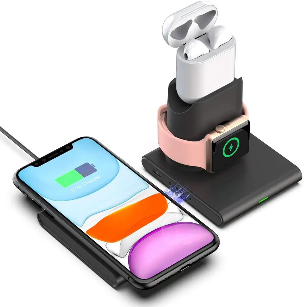 

Best Wireless charger stand 3 in 1 portable charger qi wireless for iphone, Black. customized