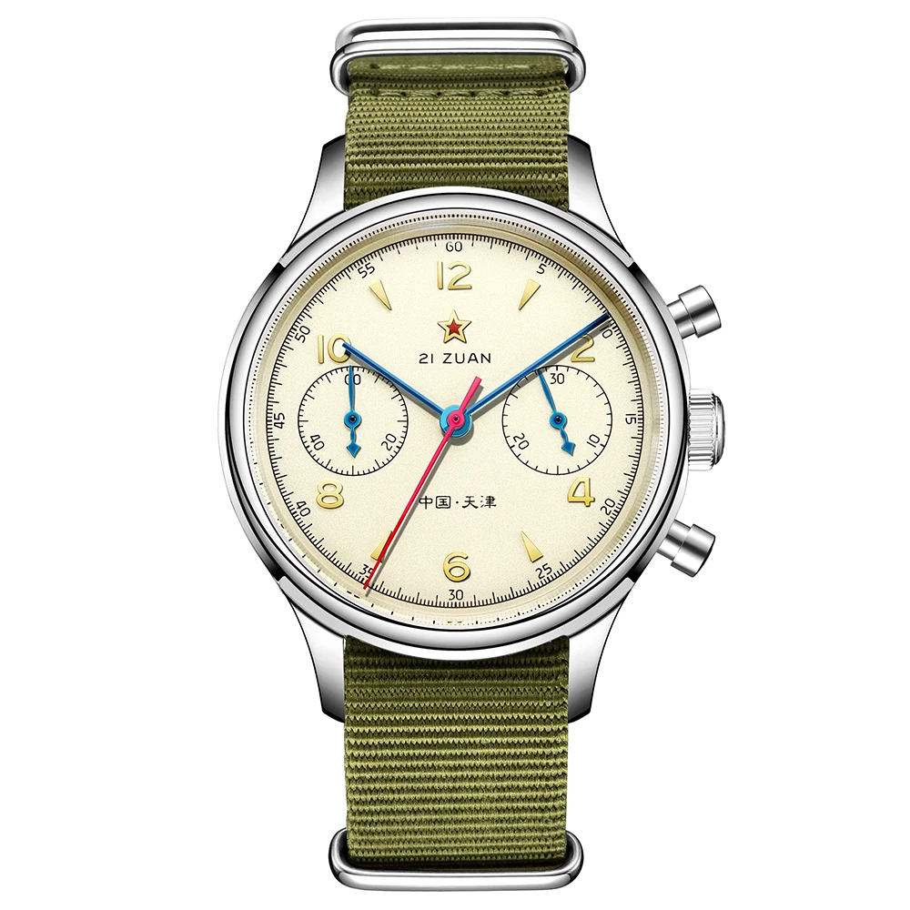 

Classic Men 1963 Pilot Chronograph Seagull Movement ST1901 Hand Wind Mechanical Watch 38mm 40mm Sapphire Glass Wristwatch