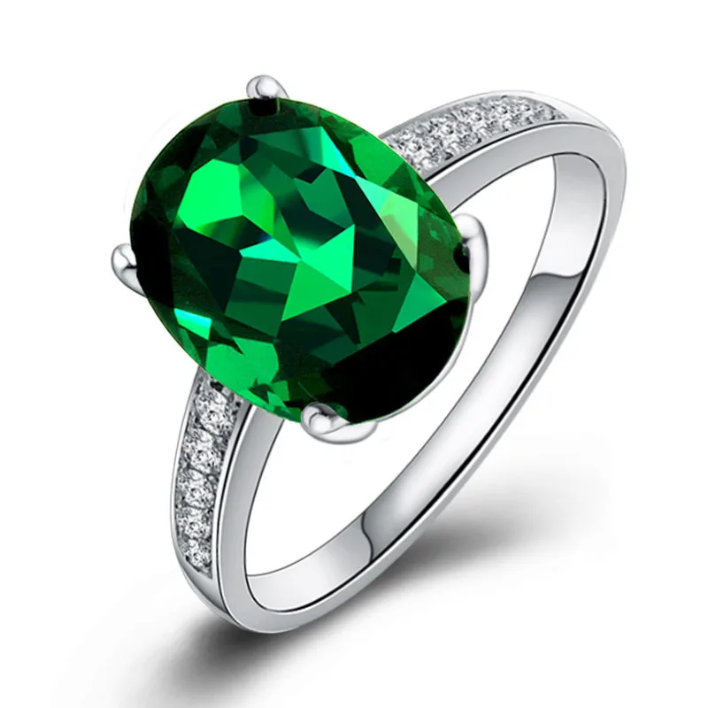 

Colored Gems Rings Jewelry 18k Emerald Women Jewelry Ring, Sliver