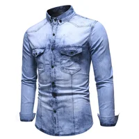

New arrival most popular denim shirt men shirt bands for men