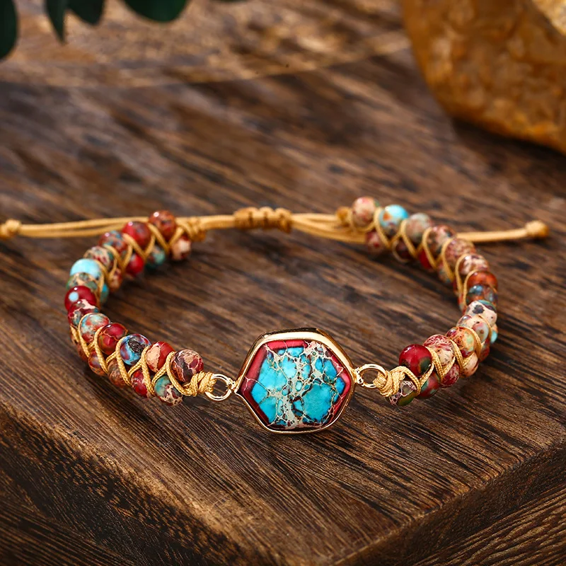

Stone Wrap Bracelets Femme Amethysts Opal String Braided Yoga Friendship Bracelet Bangle Bohemian Jewellery