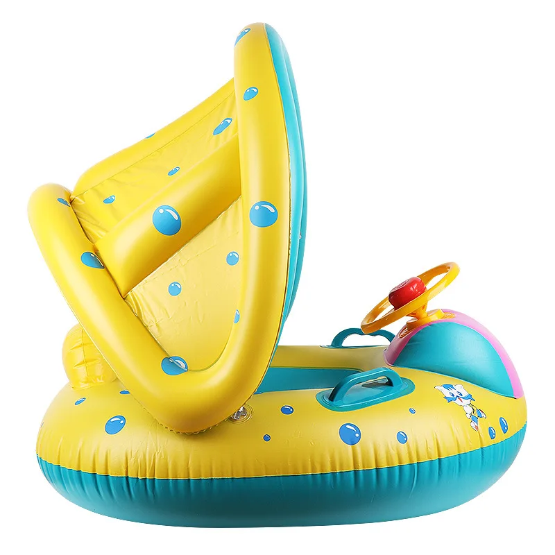 

Inflatable Baby Swimming Seat Boat Infant Rings Children Pool Float With Canopy, See picture shown