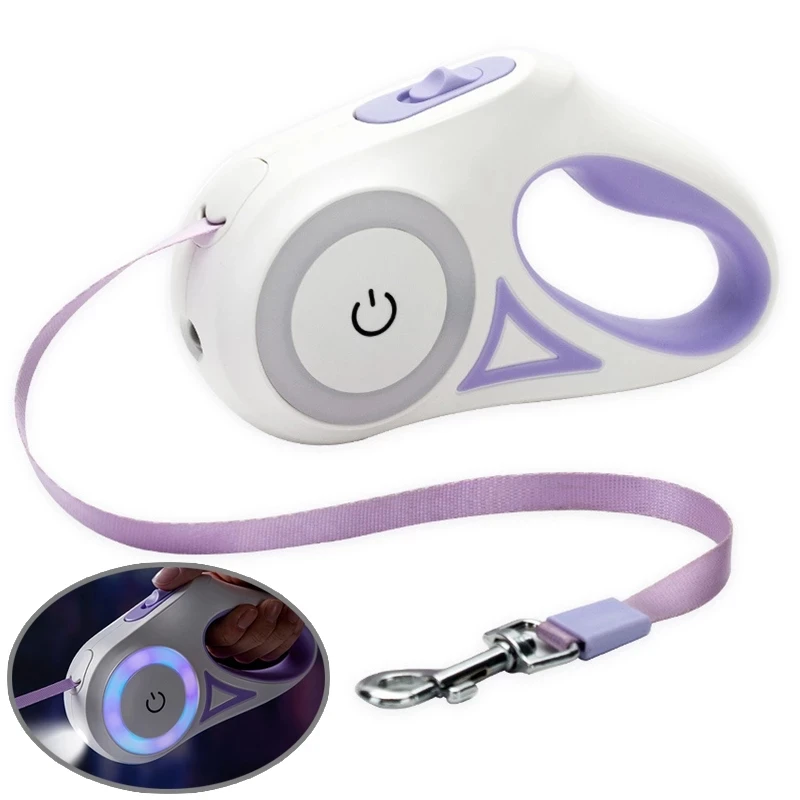 

Wholesale in Stock Portable Fashion with Touch Flashlight LED Retractable Dog Leash