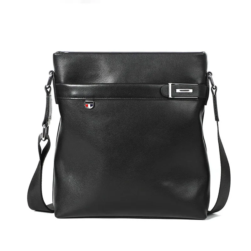 

Wholesale Custom Men Messenger Bags Genuine Leather Crossbody Bags Shoulder Briefcase For Male, Black