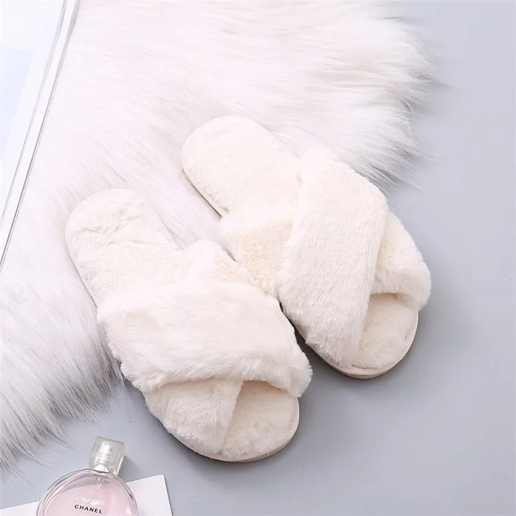 

Drop Shipping Fashion Soild Colors Bedroom Fur Slippers New Ladies Slippers Furry Slippers Home, 6 colors