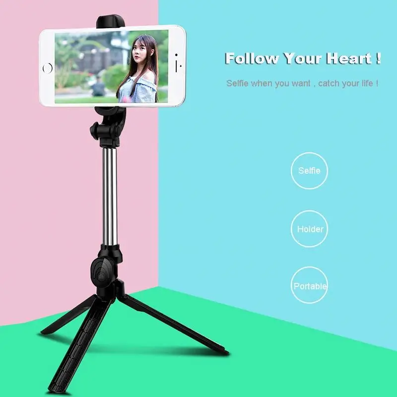 

2021 new Wireless control smart selfie stick 360 rotation tripod with fill light ,mini flexible mobile phones selfie stick