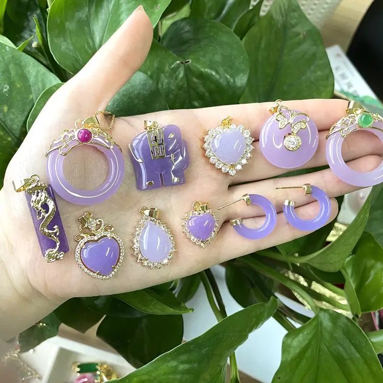 

Lavender jade necklace gold plated Jialin Jewelry 2021 ins fashion women Chinese circle jade pendant women lucky charms
