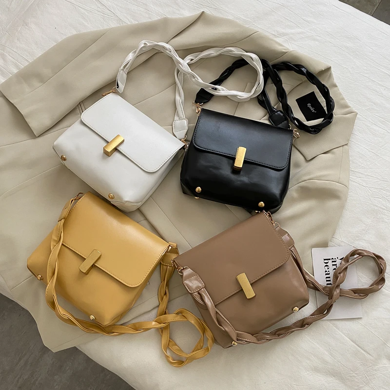 

Wholesale fashion small mini messenger bag lady square cluth pu leather single side shoulder bag for girls