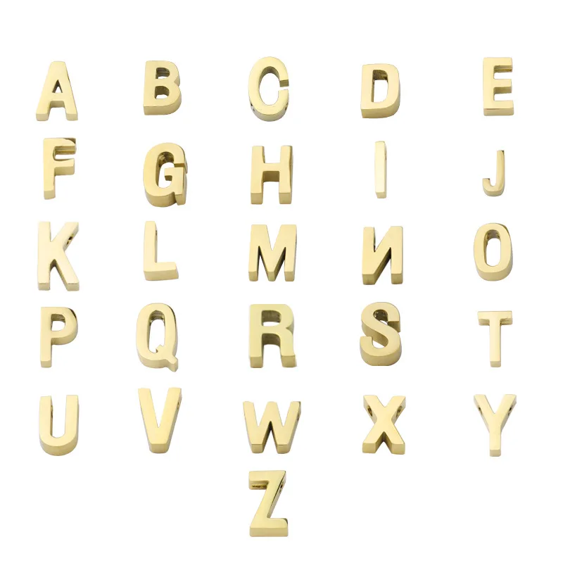 

Gold Metal Plain Letters A-z Alphabet English Letters or Pick Your Own Letter Charms Laser Cutting Customization beads