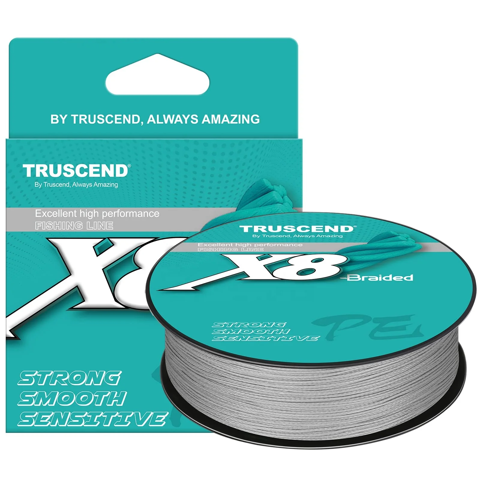 

TRUSCEND X8 Pro Grade Tournament Braided Fishing Line Ultra Thin More Power Sensitive Softer Precise Cast Smoother Fishing Line, Grey