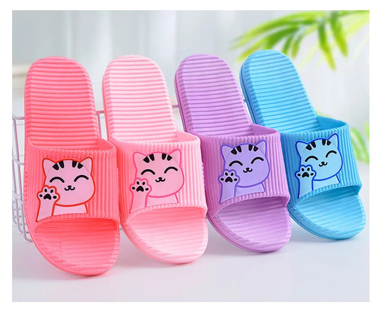 

Summer Slippers For Women Indoor Nonslip Cartoon PVC Home Bathroom Couple Slippers