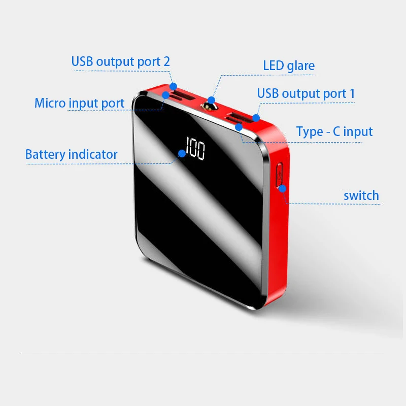 2020 Portable Fast Charging mobile Phone Powerbank Gift Pocket Digital dising light 10000mah 20000mah mini power bank for iphone - ANKUX.COM