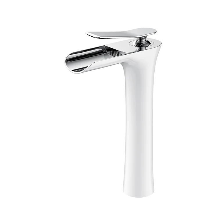 

Modern Accessories Bathroom Faucet White And Chrome Brass Single Handle Water Tap Countertop Deck Mounted Basin Faucet