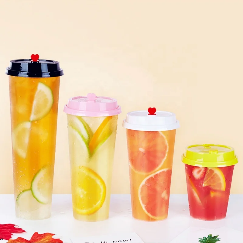 
520ml 16oz print logo injection cold hot drink pp disposable custom clear plastic cup with lids 