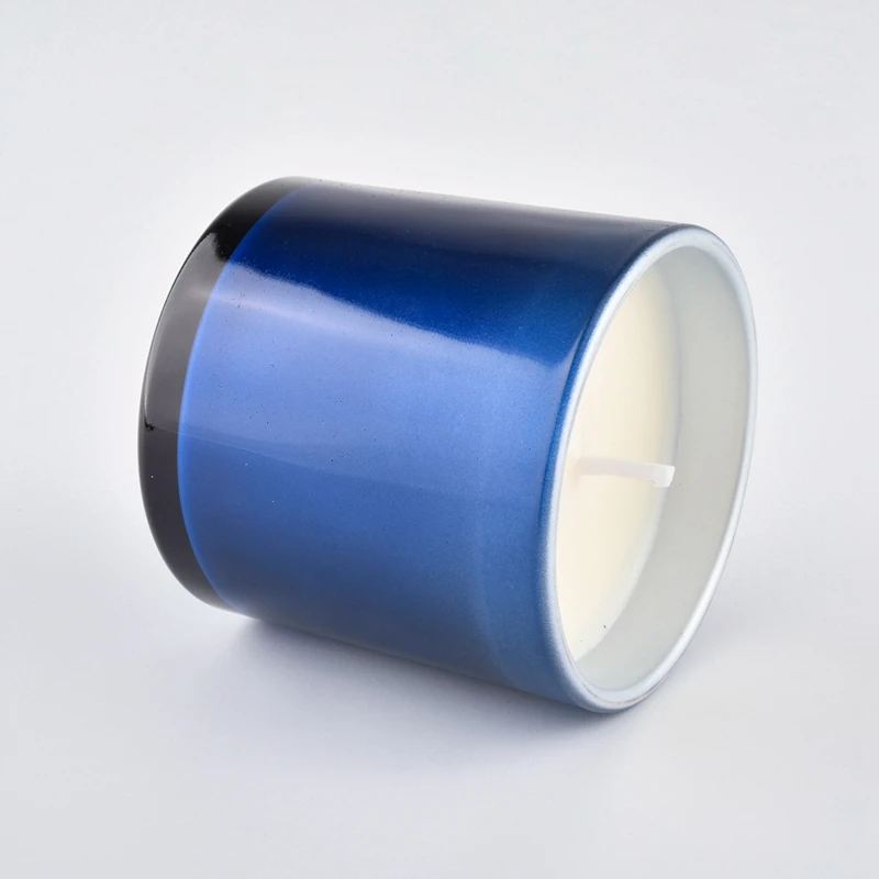 blue glass candle jar