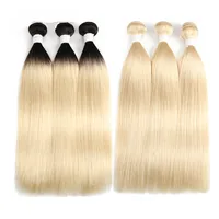 

1b 613 bundles with closure,1b/613 straight two tone ombre colored hair weave bundles,grade 12a virgin peruvian hair bundles