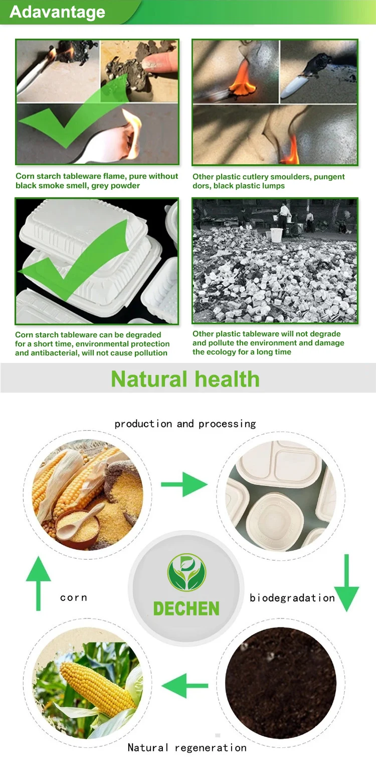 Platos biodegradables en juego con cubiertos redondos