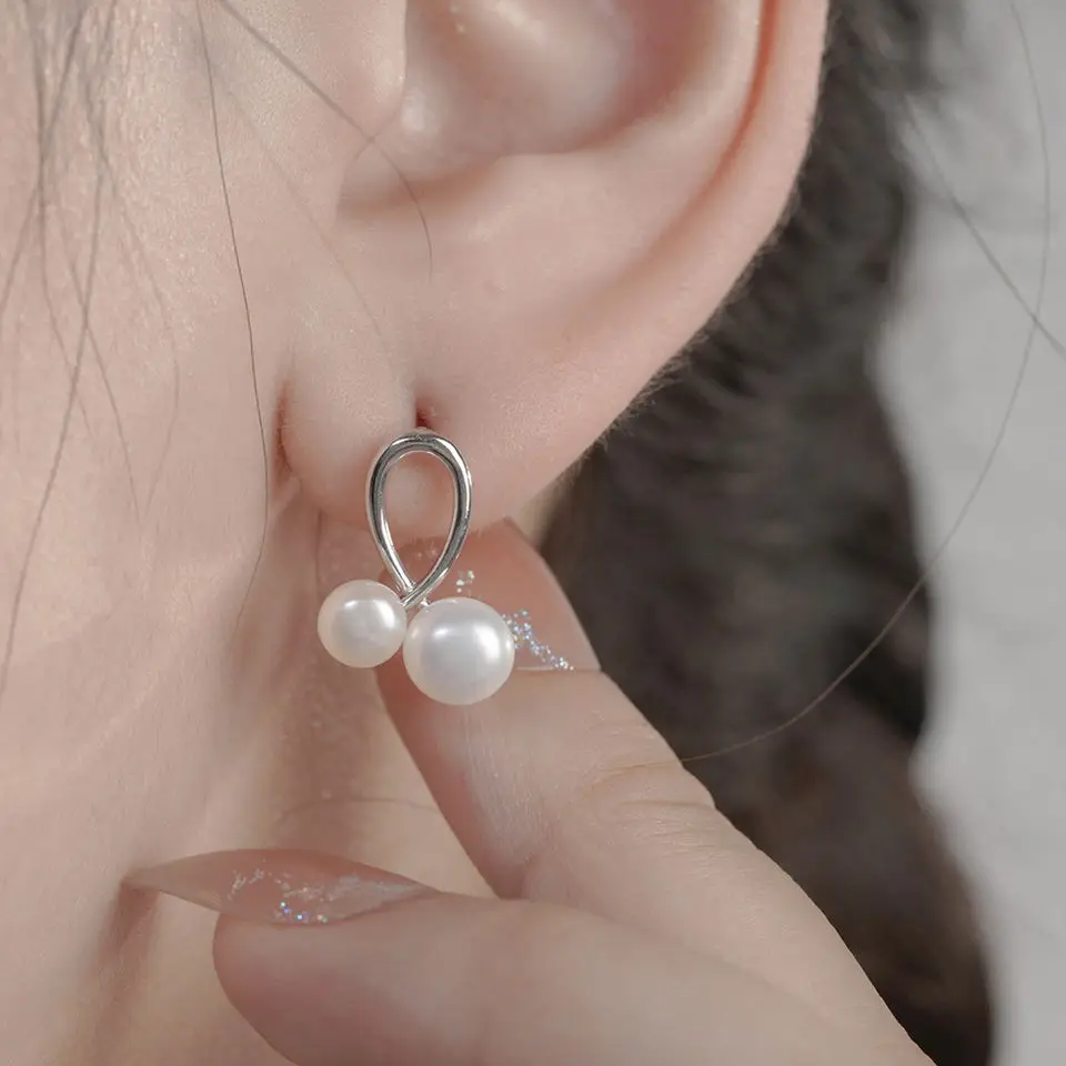 

Earrings Jewelry 925 Sterling Silver Freshwater 14K Gold Plated Round Fresh Water Pearl Drop Pearl Earrings For Women With 925