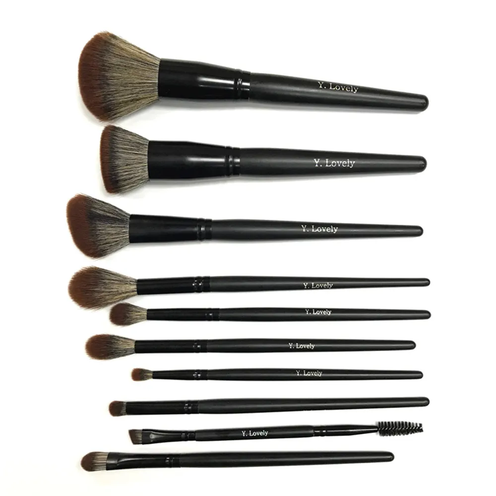 YRX W082 10 Piece Handle Synthetic Makeup Brush Kit
