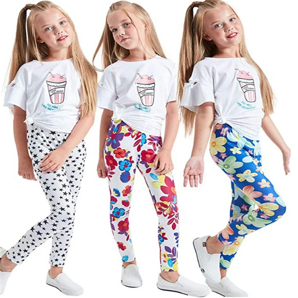 

Amazon Girls Stretch Leggings Tights Kids Wearing Yoga Pants Plain Full Length Children Trousers, 9colors