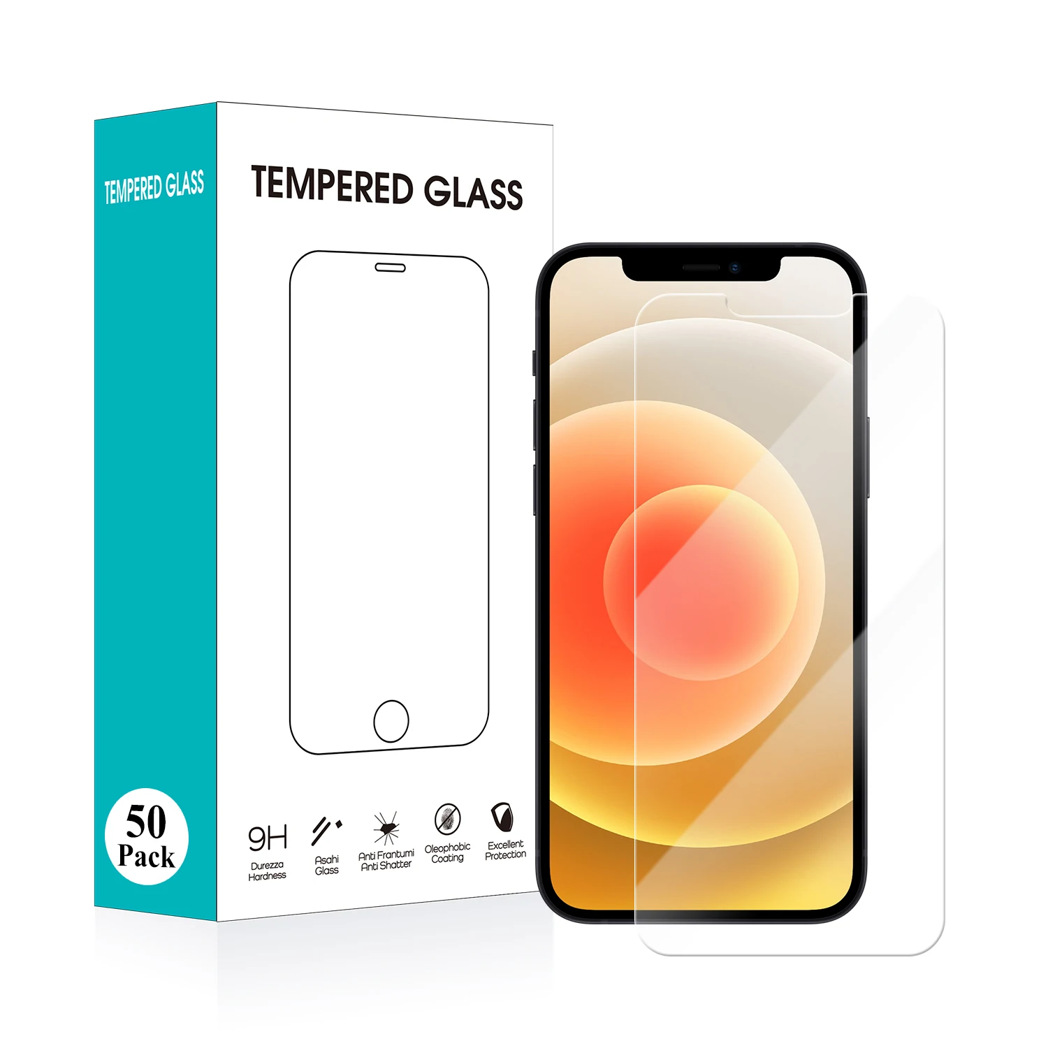 

50Pcs in 1 Pack Anti-Fingerprint Tempered Glass For iPhone 12 11 pro max 2.5D Full Glue Bubble Free Screen Protector