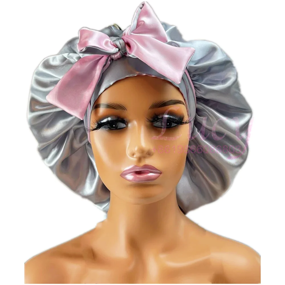 

double layer designer mommy and me bonnets black silk bonnets for hair head bonnets with head wrap